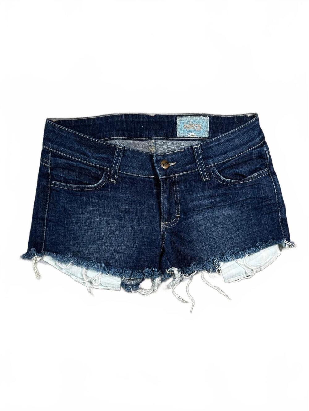 SIWY Madeleine Stretch Cut Off Distressed Denim Shorts 27 Exposed Pockets